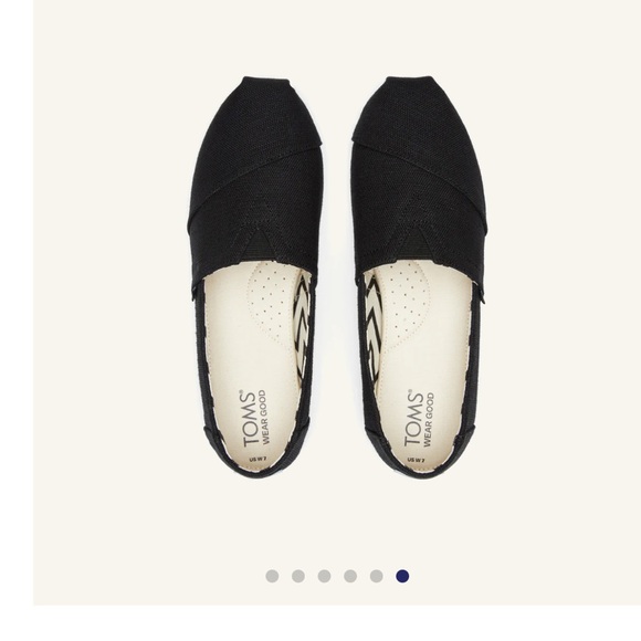 TOMS Black Classic Canvas Slip-Ons 7.5M – Arch Support, Like New - Picture 5 of 9